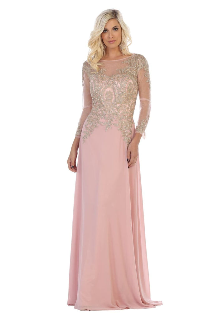 May Queen MQ1549 Modern Mother of the Bride Dress - DUSTY ROSE / S
