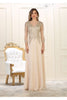 May Queen MQ1549N Embroidered Plus Size Mother Of The Bride Dress - CHAMPAGNE/GOLD / L - Dress