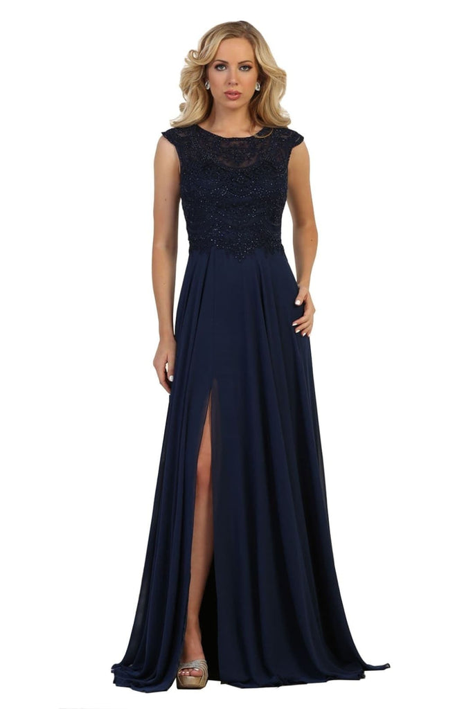 Elegant Formal Prom Gown - Navy / 4