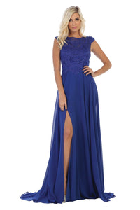 Elegant Formal Prom Gown - Royal Blue / 4