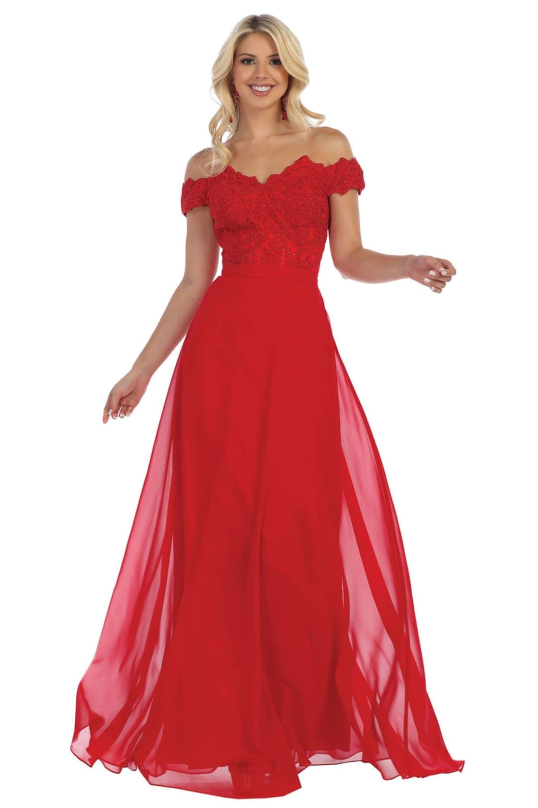 Red Bridesmaid Dresses in Satin and Plus Size Gowns by MQ1601 Red / 20