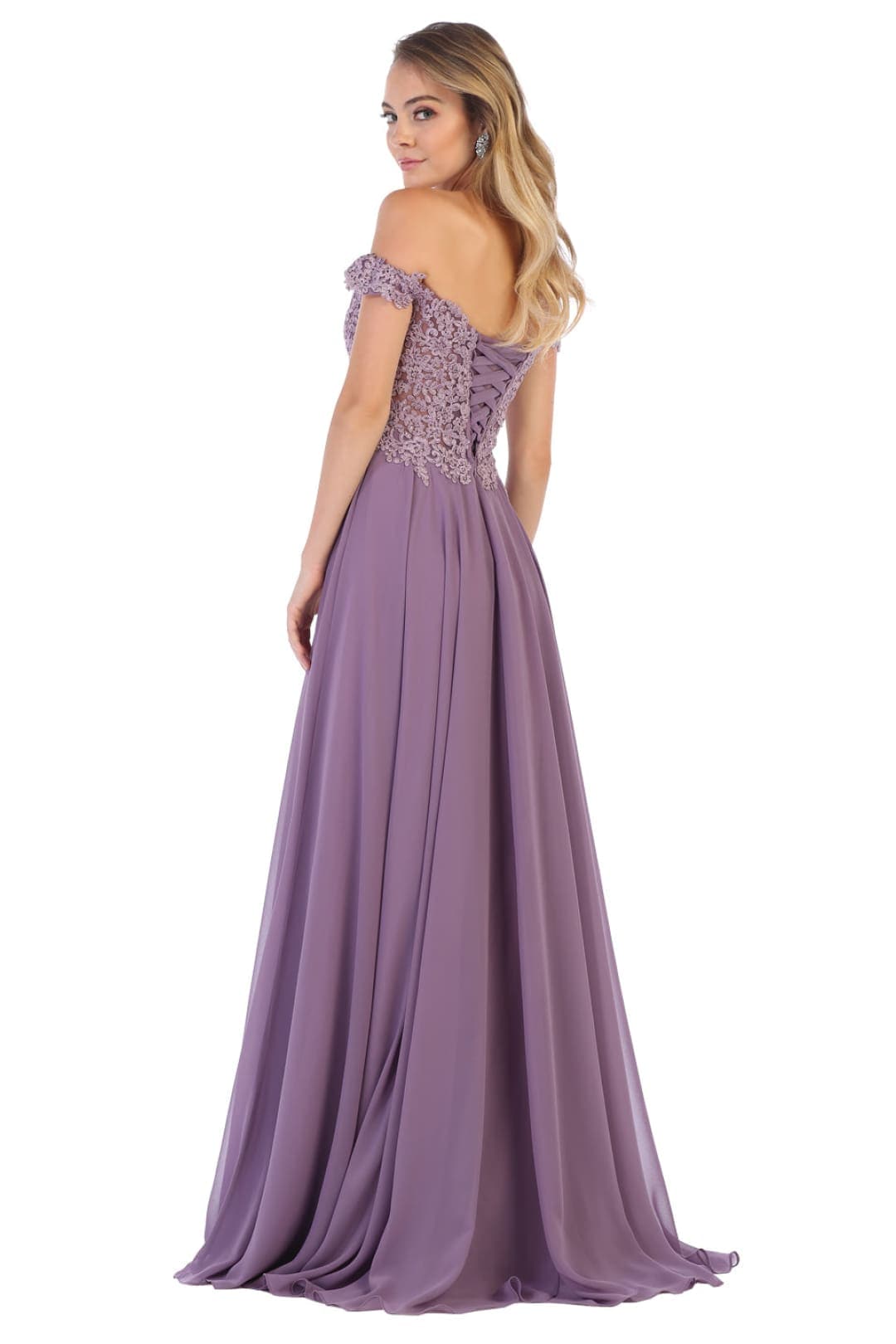 Copy of May Queen MQ1602 Off Shoulder Corset Flowy Prom Gown