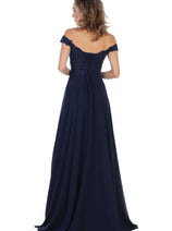 May Queen MQ1602 Long Off The Shoulder Evening Dress