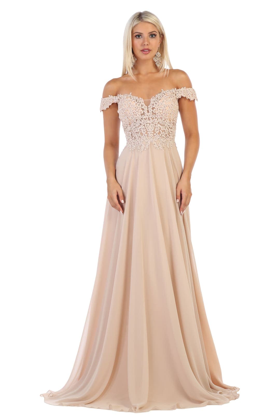 Flowy Champagne Prom Dresses