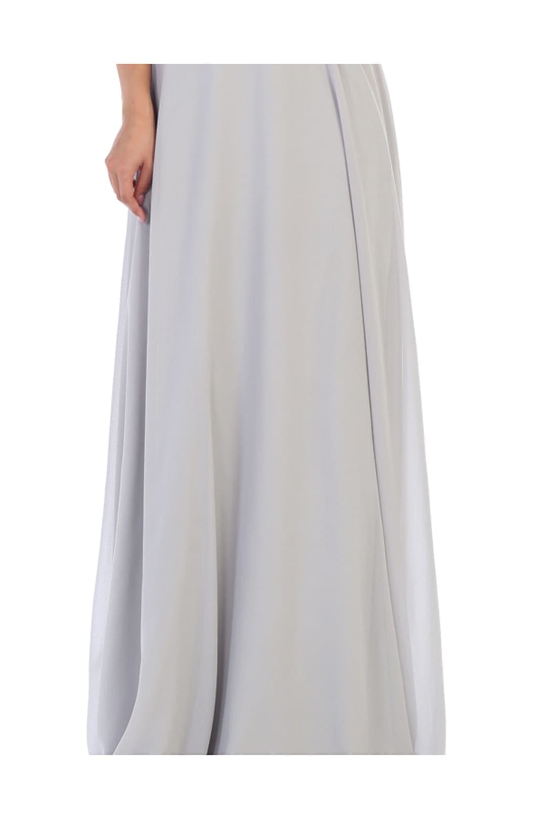 May Queen MQ1602 Off Shoulder Corset Flowy Prom Gown - Silver / 2