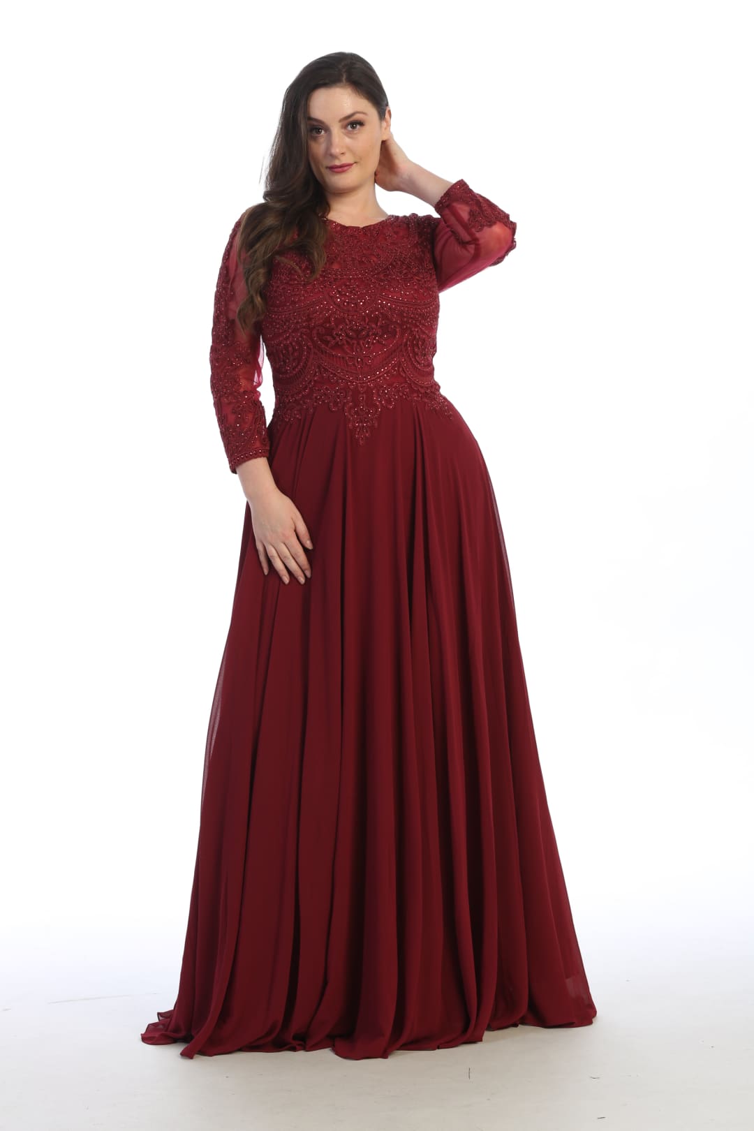 May Queen MQ1615 Embroidered Plus Size Mother Of The Bride Long Dress - Dress