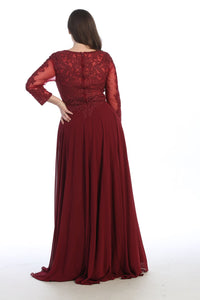 May Queen MQ1615 Embroidered Plus Size Mother Of The Bride Long Dress - Dress