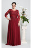 May Queen MQ1637 3/4 Sleeves Plus Size Mother Of The Bride Dress - BURGUNDY / L - Dress