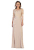 May Queen MQ1637 3/4 Sleeves Plus Size Mother Of The Bride Dress - CHAMPAGNE / L - Dress