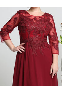 May Queen MQ1637 3/4 Sleeves Plus Size Mother Of The Bride Dress - Dress