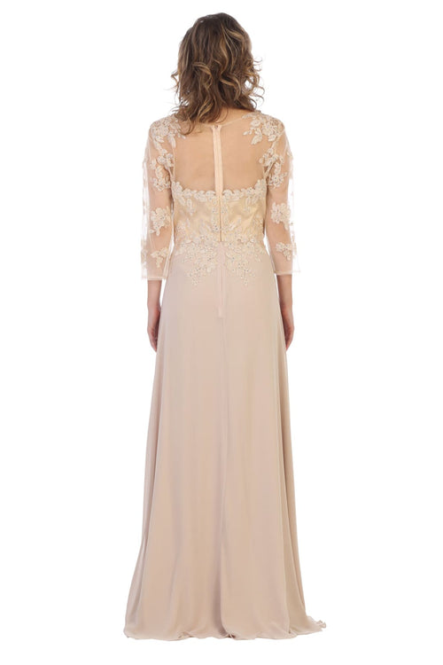 May Queen MQ1637 3/4 Sleeves Plus Size Mother Of The Bride Dress - Dress
