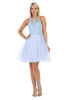 May Queen MQ1643 A Line Embroidered Graduation Short Party Dress - Baby Blue / 2 - Dress
