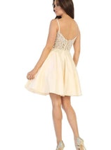 A-Line Embellished Taffeta Short Prom Dress MQ1652
