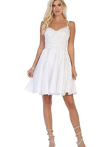 A-Line Embellished Taffeta Short Prom Dress MQ1652