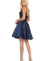 A-Line Embellished Taffeta Short Prom Dress MQ1652