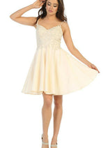 A-Line Embellished Taffeta Short Prom Dress MQ1652