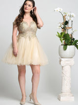 Plus Size Prom Dress Short Hoco Cocktail Outfit By May Queen MQ1668