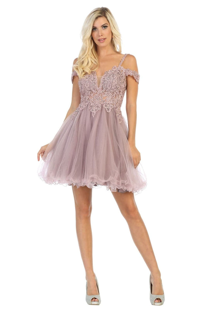 Short Evening Prom Dress - Mauve / 2