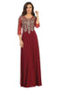 Mother Of The Bride Lace Gown - Burgundy/Gold / M
