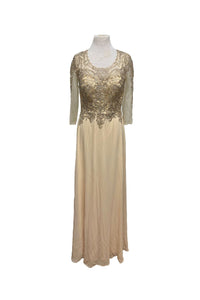 Mother Of The Bride Lace Gown - Gold / M