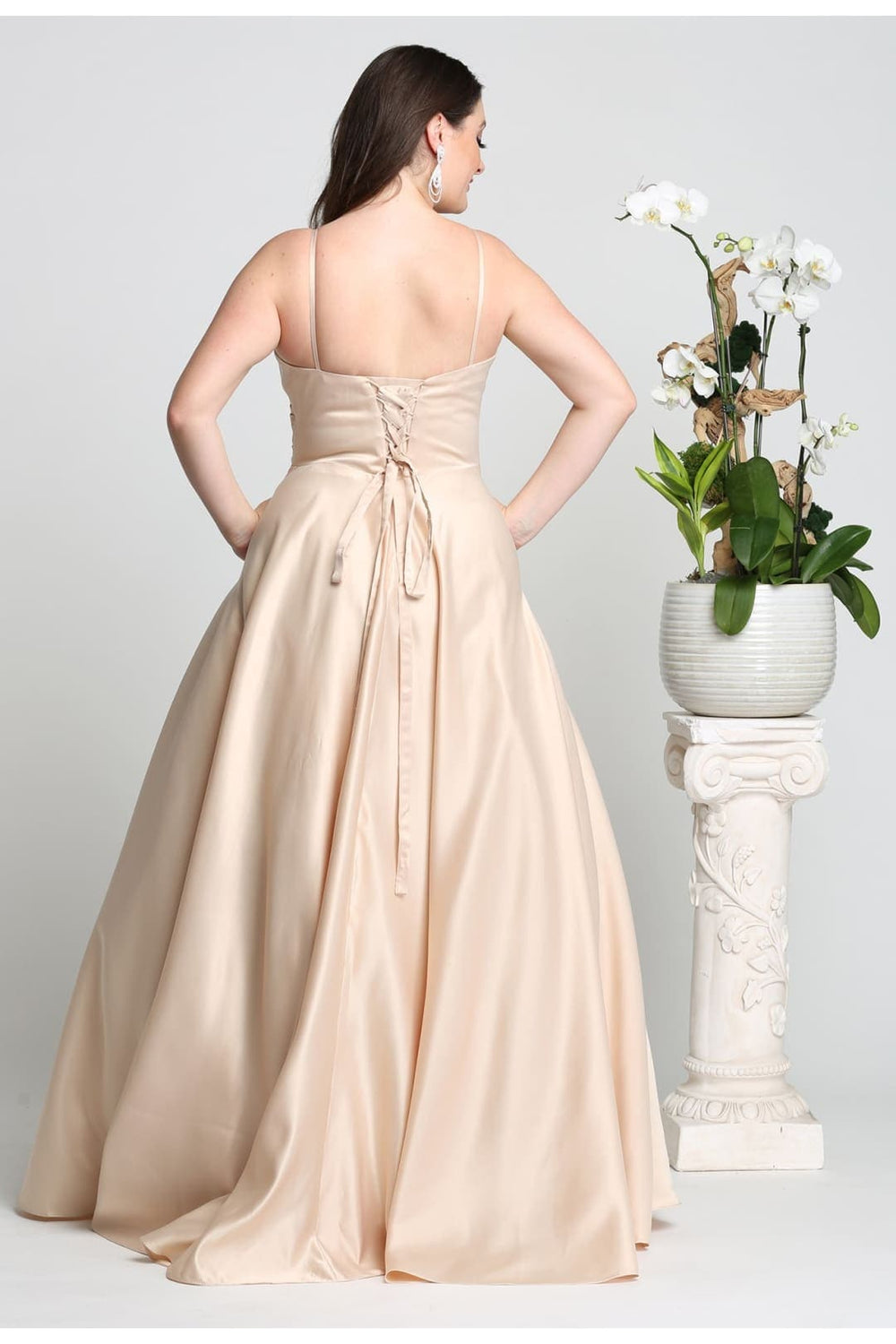 May Queen MQ1678 A-Line Modern Satin Evening Gown | Formal Dress Shops