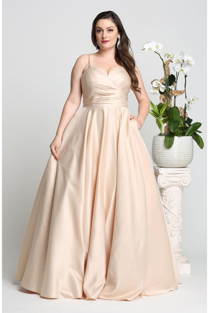 Plus size champagne sales prom dresses