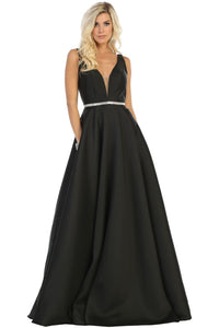 Simple Sleeveless Prom Dress - Black / 4