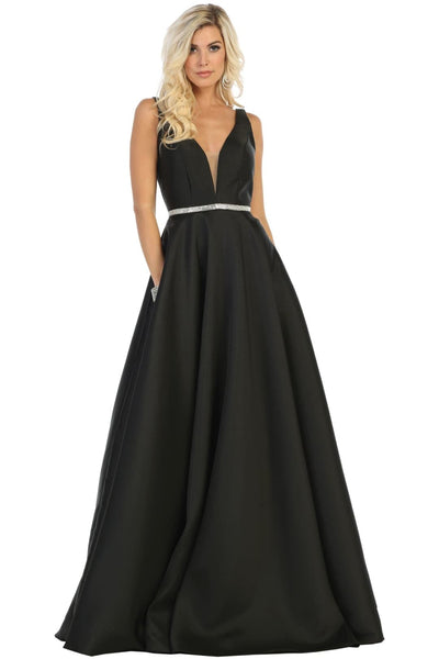 Simple Sleeveless Prom Dress - Black / 4