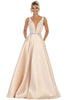 Simple Sleeveless Prom Dress - Champagne / 4