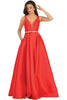 Simple Sleeveless Prom Dress - Red / 4