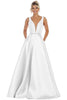Simple Sleeveless Wedding Gown Dress - Ivory / 4