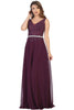 Embellished Flowy Homecoming Gown - Eggplant / 4
