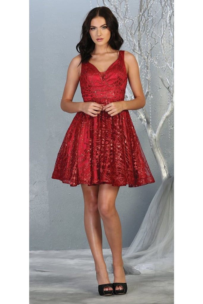 Homecoming Short Dress - BURGUNDY / 4