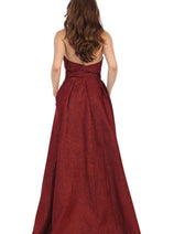 Strapless Open Back Glitter A Line Long Prom Dress MQ1710