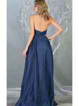 Strapless Open Back Glitter A Line Long Prom Dress MQ1710