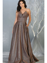 Strapless Open Back Glitter A Line Long Prom Dress MQ1710