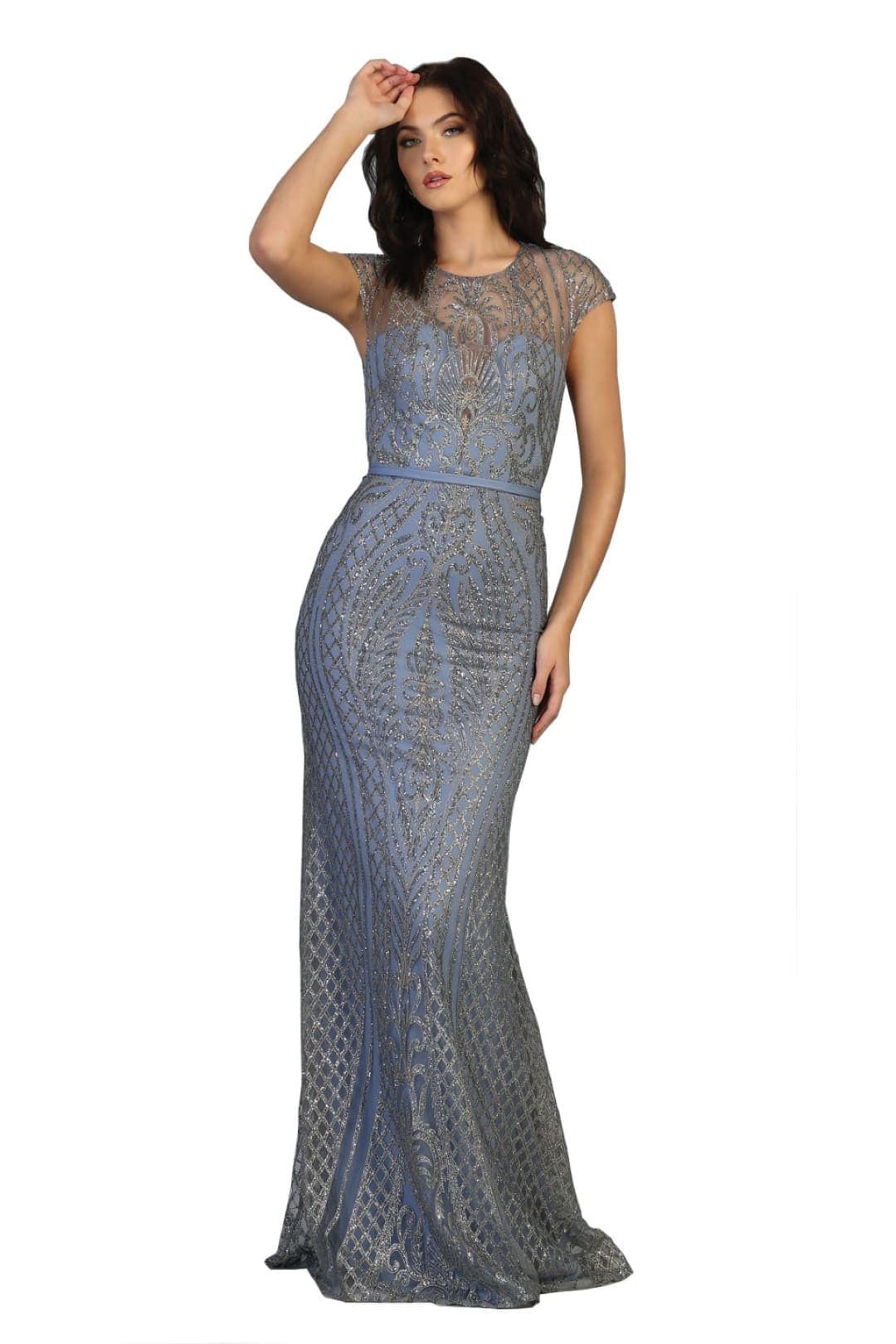 May Queen Cap Sleeve Glitter Plus Size Dress MQ1722