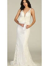 May Queen MQ1758B Embroidered Ivory Mermaid Plus Size Wedding Dress