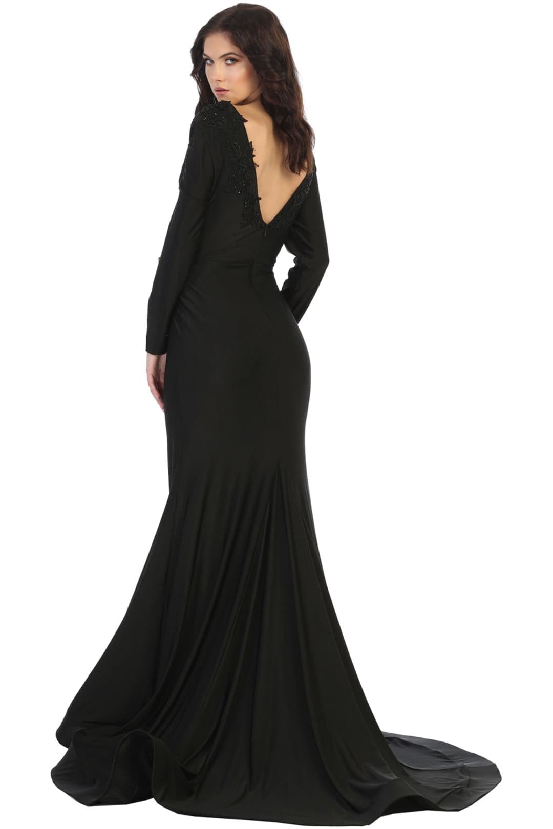 Long Sleeve Trumpet Mother of the Bride Dress Stretchy Formal Evening Gown
