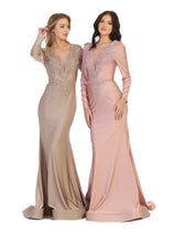 May Queen MQ1772 Long Sleeve Trumpet Stretchy Formal Evening Gown