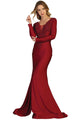 EVENING GOWN LONG SLEEVE & PLUS SIZE - Burgundy / 6 - Evening Gown