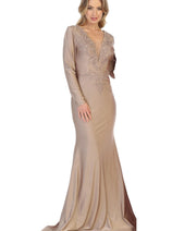 May Queen MQ1772 Long Sleeve Trumpet Stretchy Formal Evening Gown