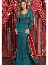 May Queen MQ1772 Long Sleeve Trumpet Stretchy Formal Evening Gown