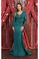 May Queen MQ1772 Long Sleeve Trumpet Stretchy Formal Evening Gown