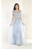 Special Occasion A-line Embroidered Dress - DUSTY BLUE / 4 - Dress