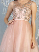 Glitter A Line Mesh Short Bridesmaids Dress MQ1803