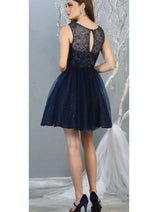 Glitter A Line Mesh Short Bridesmaids Dress MQ1803