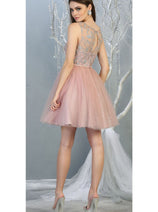 Glitter A Line Mesh Short Bridesmaids Dress MQ1803