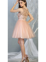 Glitter A Line Mesh Short Bridesmaids Dress MQ1803