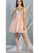 Glitter A Line Mesh Short Bridesmaids Dress MQ1803